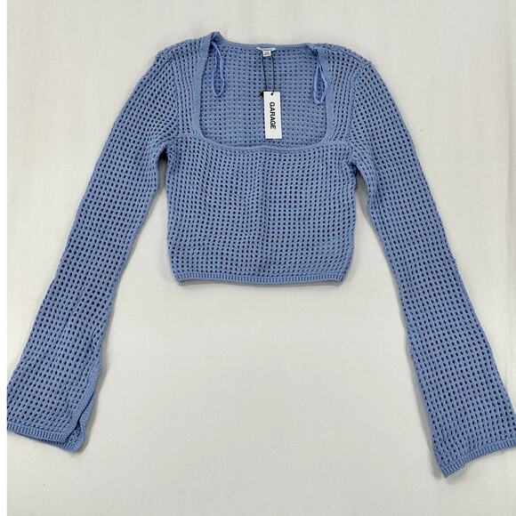 Square neck open knit sweater Blue/Dynamite - Picture 1 of 5